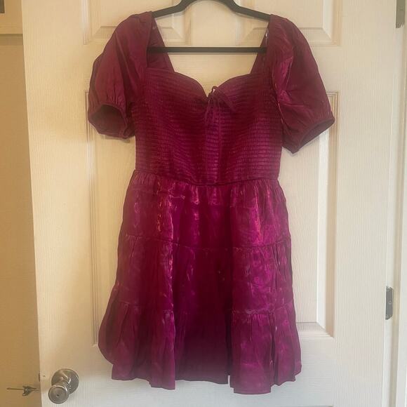 Heart & Heels fuchsia shocked mini dress with a sweetheart neckline size medium - Picture 2 of 16